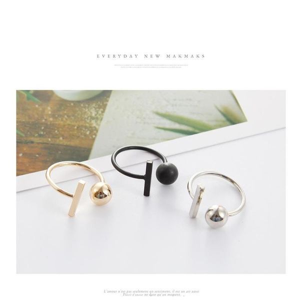 

simple and minimalist ball round square bar with gold and silver black personality open ring whole sqchpe homes2007