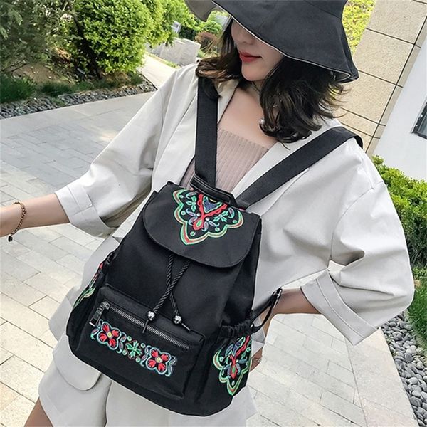 

ethnic women's embroidered backpack butterfly bag female nylon retro backpack college student bag