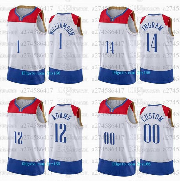 

men basketball new orleans pelicans zion 1 williams 14 ingram white city 2020-21 jersey, Black;red
