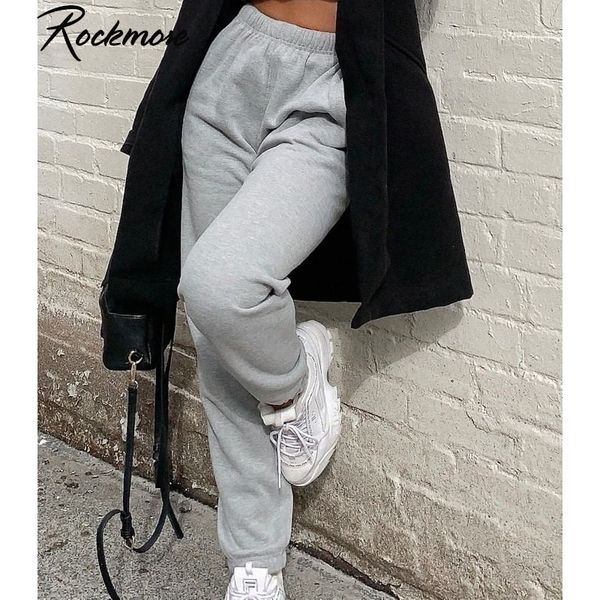 

rockmore women's sweatpants and joggers grey streetwear pants women summer loose high waisted trousers white wide leg sweat pant 201031, Black;white