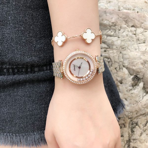 

caluola genuine brand womens watch fashion womens watch with diamonds steel belt 2020 new waterproof trend quartz watch, Slivery;brown