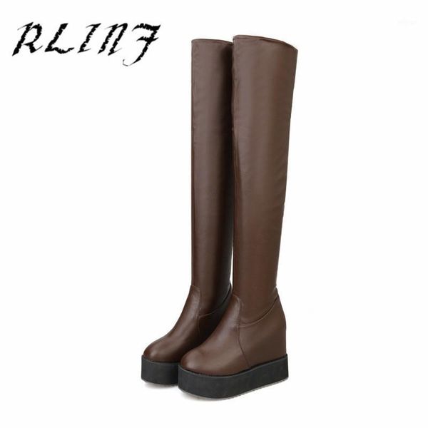 

boots rlinf fashion early autumn high pu with heel platform shoes1, Black