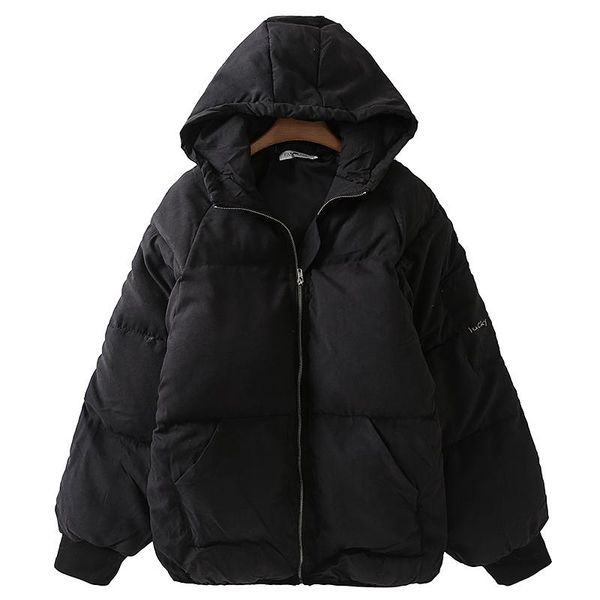 

2021 black warm women zipper parkas women fashion winter coats hooded cotton jackets female loose outwear