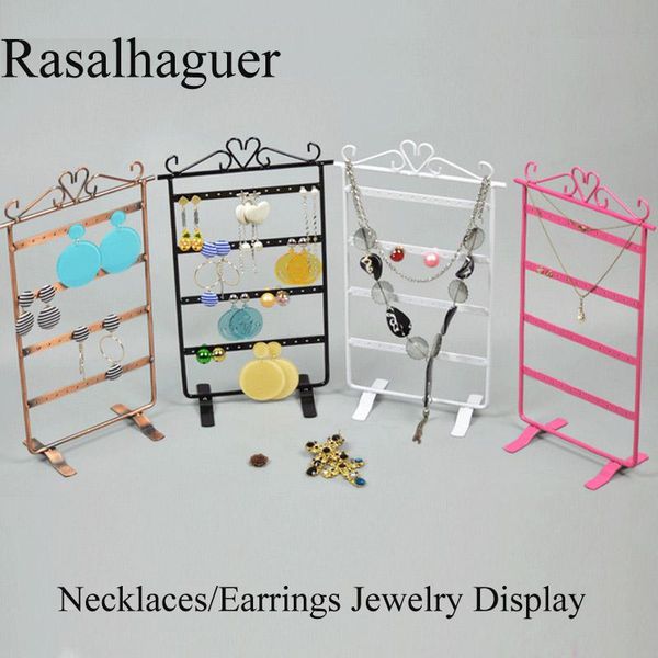 

48 holes metal gfit stud jewelry display box necklace pandents ring earrings organizer jewellery packaging holder stud wholesale, Pink;blue