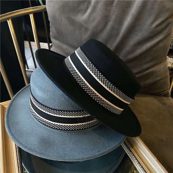 

british celebrities retro korean version versatile jazz hats, Blue;gray