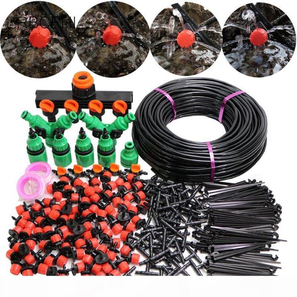 

rbcfhl 5-50m diy 1 4'' micro drip system automatic garden hose 8 hole spray self kits with adjustable red drpper kit