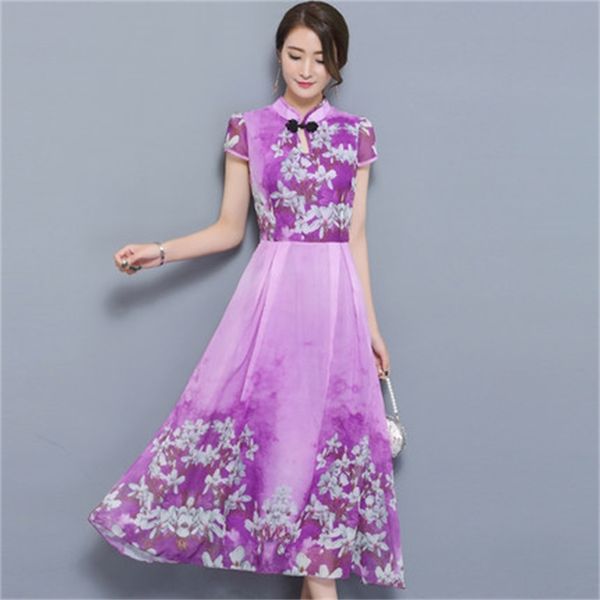 

2021 new elegant floral lady bathrobe vintage summer dress chiffon women clothes wxf009 05o0, Black;gray