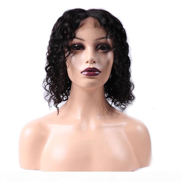 

mstoxic bob malaysian water wave wig 150% short lace front human hair wigs for black women 13x4 pre plucked remy hair wig, Black;brown