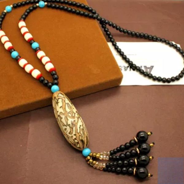 

pendant necklaces men ethnic necklace vintage jewelry chinese nation style bodhi peandants bead, Silver