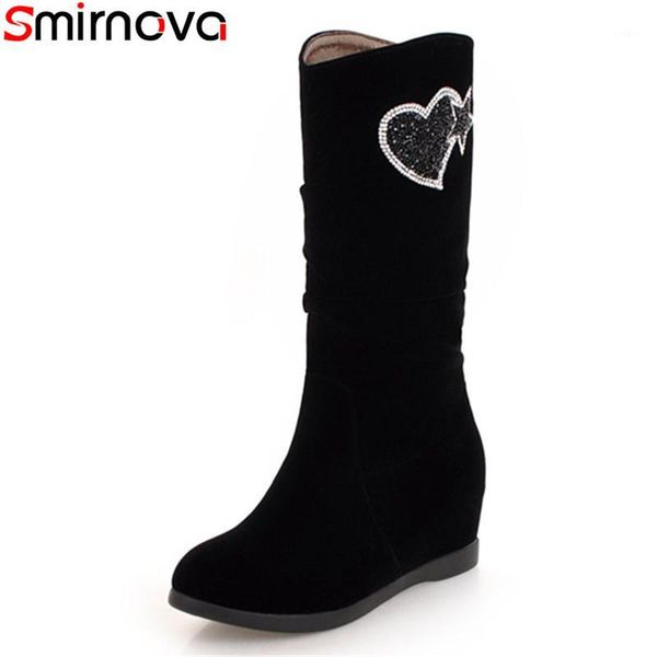 

boots smirnova 2021 arrival knee high round toe height increasing heels black red appliques women's winter shoes1