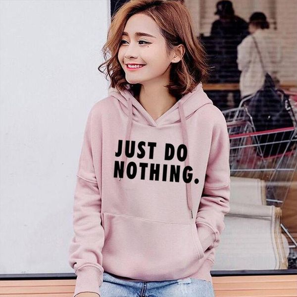 

just do nothing hoodies women letter pullovers autumn long sleeve casual sweatshirts female girls hoodies women, Black