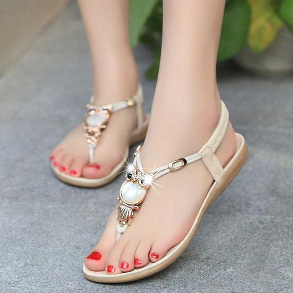 

women sandals 2021 comfort sandals women summer classic rhinestone fashion flat plus size size 36-42, Black