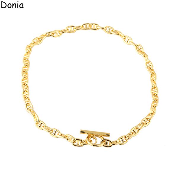 Donya Jewelry Luxus-Halskette, europäische und amerikanische Mode, Schweinenase, Titanstahl, Mikro-Intarsien-Zirkon-Halskette, Designer-Geschenkzubehör mit Box