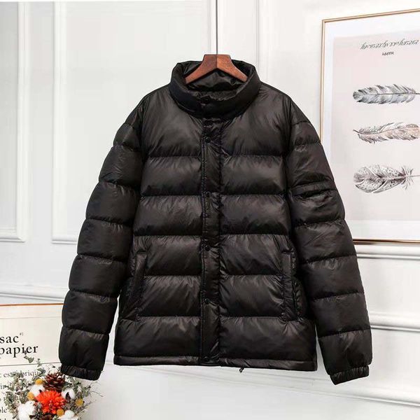 

boutique men's slimming business light mature leisure simple warm down jacket coat long sleeve stand collar wind and cold down jacket m, Black