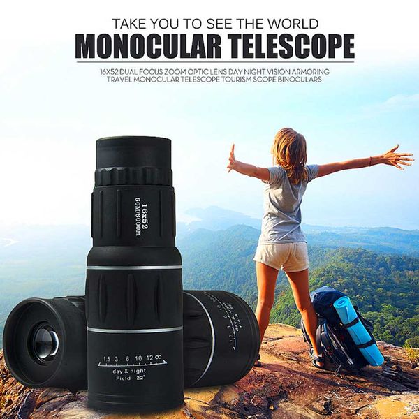 16X52 Dual Focus Monokular-Teleskop Jagd Sportliches Upgrade Handheld-Digital-Nachtsichtteleskope für Tourismus-Sightseeing-Konzerte Angeln Segeln Camping