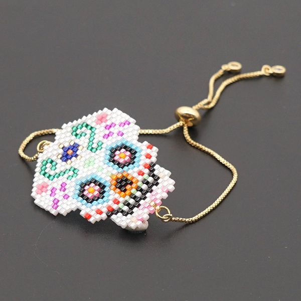 

go2boho череп браслет хэллоуин ювелирные изделия подарок миюки бусы руки сплетенные регулируемые фестивальные браслеты оптовая 2020 ювелирны, Bronze;silver