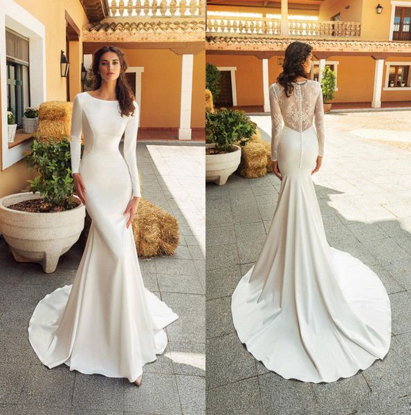 

просто великолепный русалка свадебное платье jewel с длинным рукавом кружева аппликация элегантный свадебное платье стреловидности платье по, White