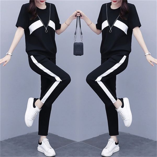 

casual plus size leisure training suits women's femme deux female summer suit parts 5fyi, White