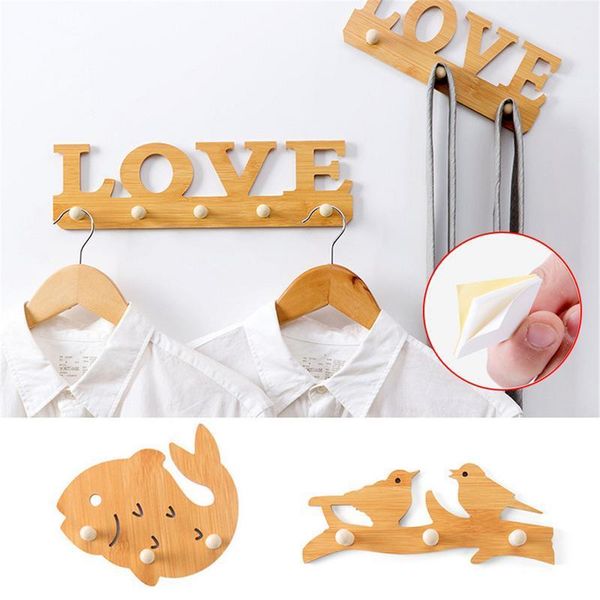 

hooks & rails home nail-racks bathroom kitchen wooden wall mount hook hangers with 3hooks door tiles decorations bag keys holder wall1