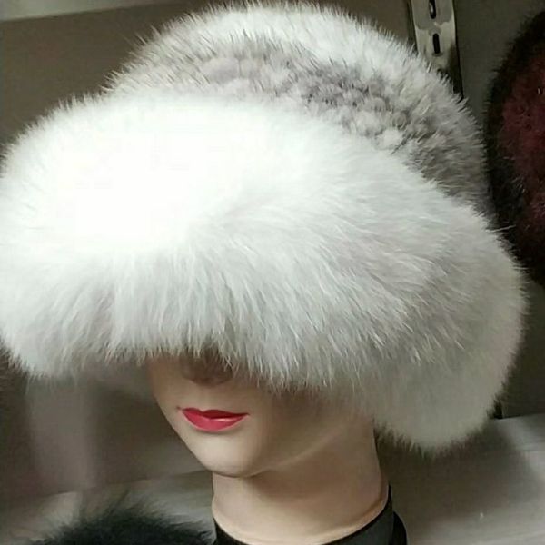 

new woven princess straw female winter mink fox fur korean fashionable basin hat