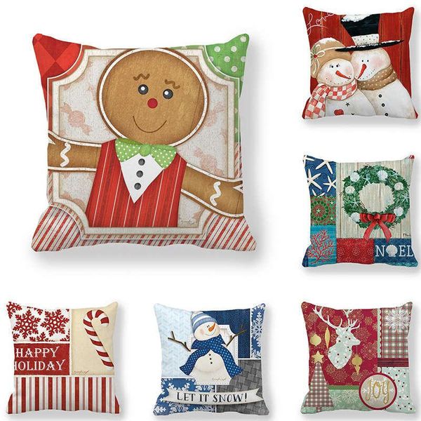 

cushion/decorative pillow happy year 2021 merry christmas decorations for home decor navidad natal ornaments snowman cushion cover 45x45cm