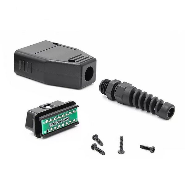 

universal obdii 16 pin male obd2 obd 2 automotive connector plug obdii socket connector