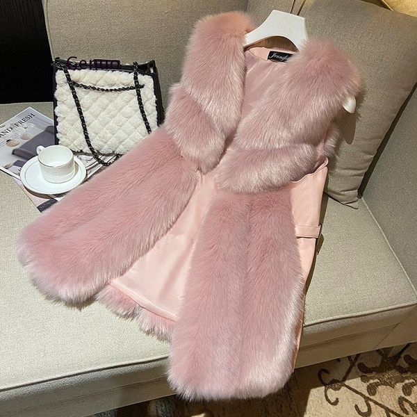 

women's fur & faux vests 2021 winter coat oversized sleeveless jacket female warm vest fashion casual artificial, Black