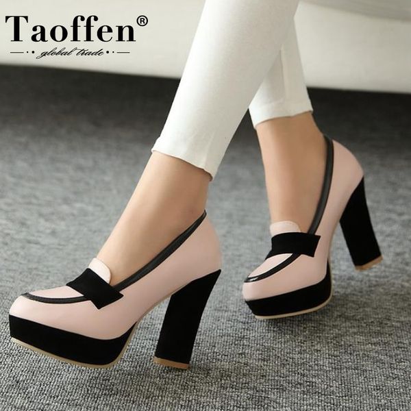 

taoffen ladies high heel shoes women dress footwear fashion lady female brand pumps eur size 34-48 c1120, Black