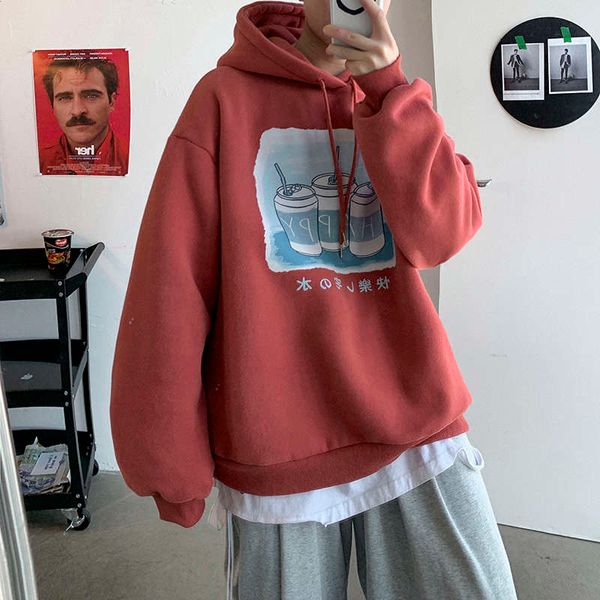 

autumn and winter sweater men's korean fashion loose bf languid hoodie student plush top, Black