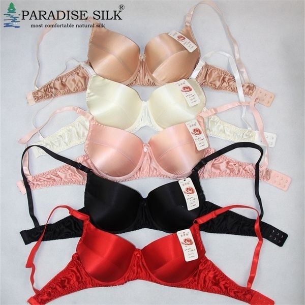 

b cup lot 5 pair new padded underwire 100% pure silk bra size cfb 34 36 38 40 lj201208, Red;black