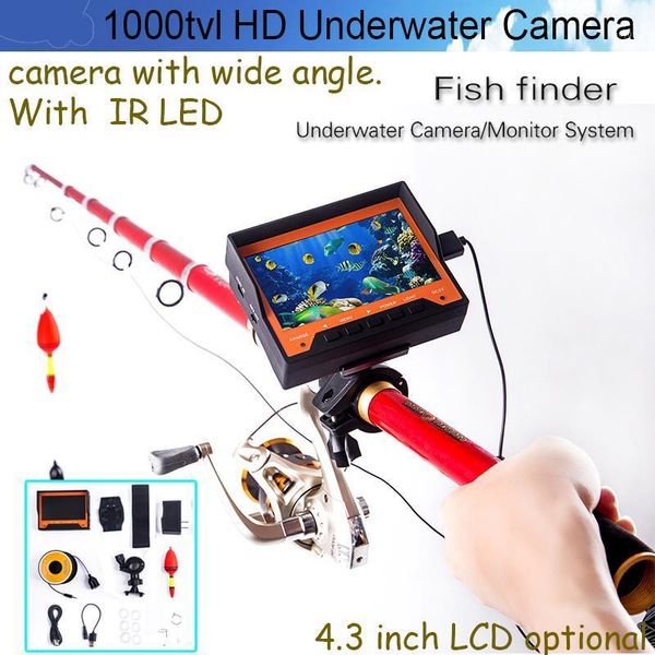 

140 degrees view angle 4.3 inch lcd monitor 15/30m cable optional 1000tvl hd underwater fishing camera with 8pcs ir led f031