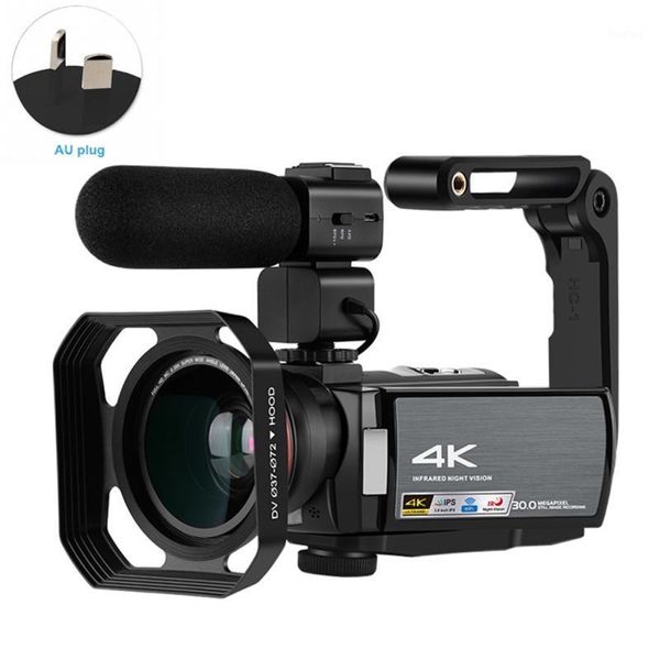 

hd professional touch screen anti shake portable 4k camcorder external hood video camera 16x manual zoom ir night vision1