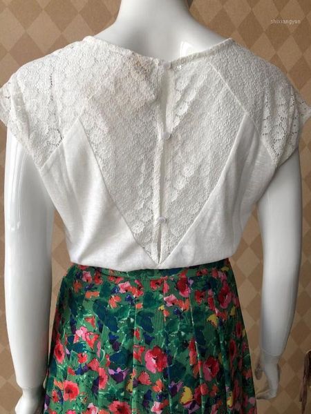 

women t-shirt summer v-neck stitching lace backless loose short sleeve t-shirt women1, White