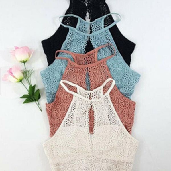 

hirigin women's sleeveless tanks fashion 2020 new women summer vest blouse casual tank pure color ladies hollow out, White