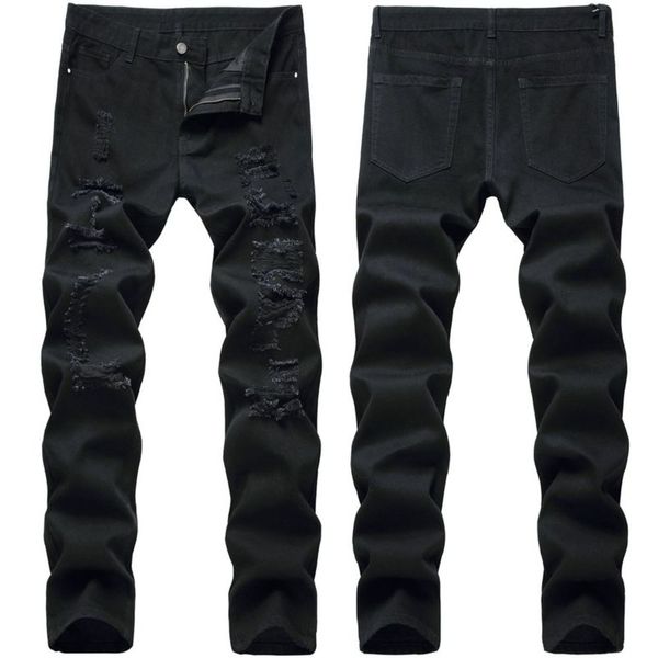 

2020 new black high street hole jeans trendy men's pants, Blue