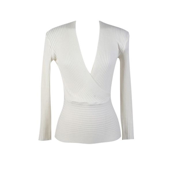

весна осень вязаная с низким v глубоким тонким рукавом коротким свитером llzi, White;black