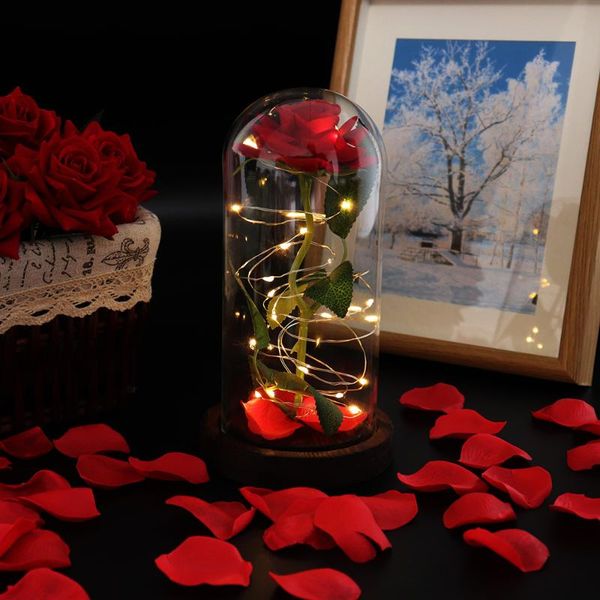 

decorative flowers & wreaths valentine's day gift led eternal artificial flower decoration with vasewedding bridesmaid red rose office