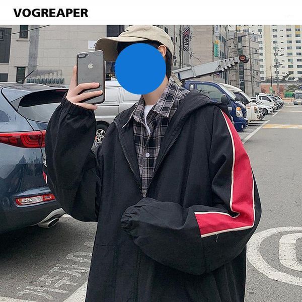 

spring autumn hip hop jacket mens hooded windbreaker jacket harajuku loose hoody zipper coats streetwear clothing1, Black;brown