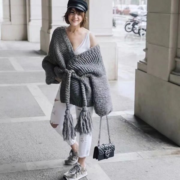 

harajuku hippie boho lanterna manga my malha solta beolta bearbied offian cardigan camisola grossa quente das mulheres outono inverno jaquet, White;black