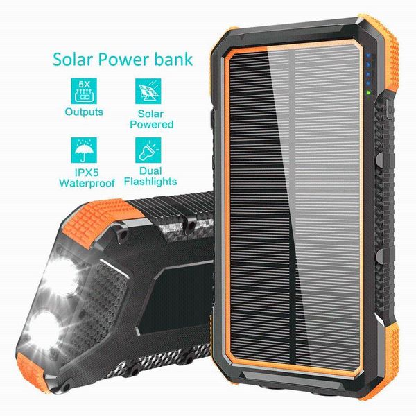

camping solar portable power source charging treasure 4u output compass fast charging 26800 ma tent light camping lantern