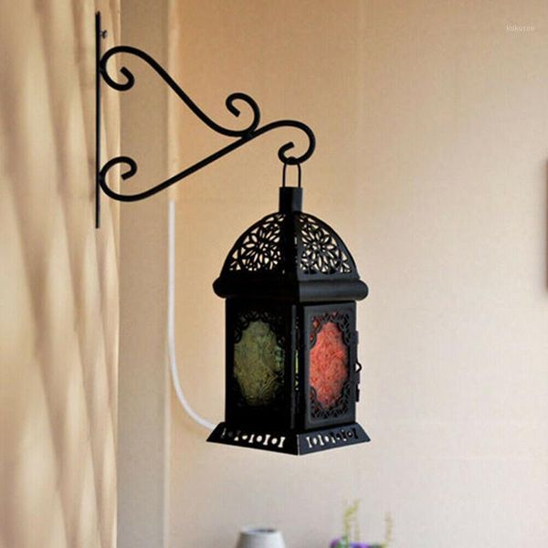 

1pc european style creative wrought iron flower candlestick wind lamp wall hook rack hook for indoor balcony outdoor home1