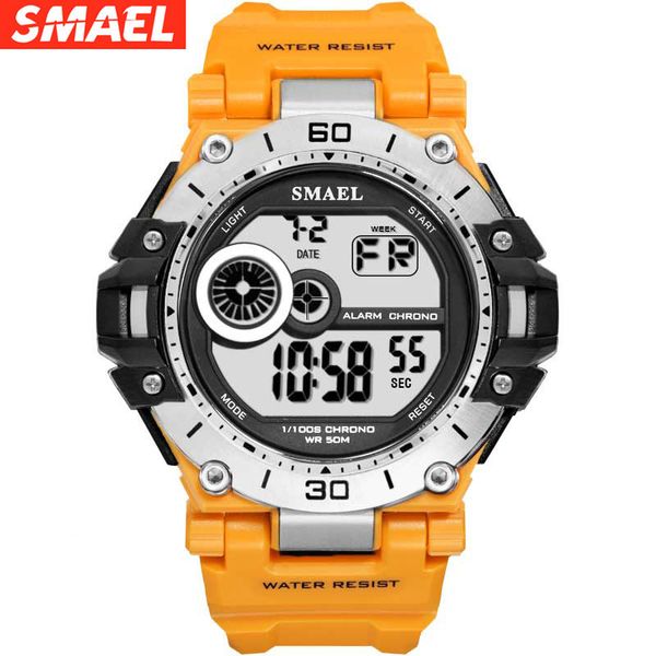 

smael watch electronic watch outdoor waterproof silicone strap leisure simple electronic watch, Slivery;brown