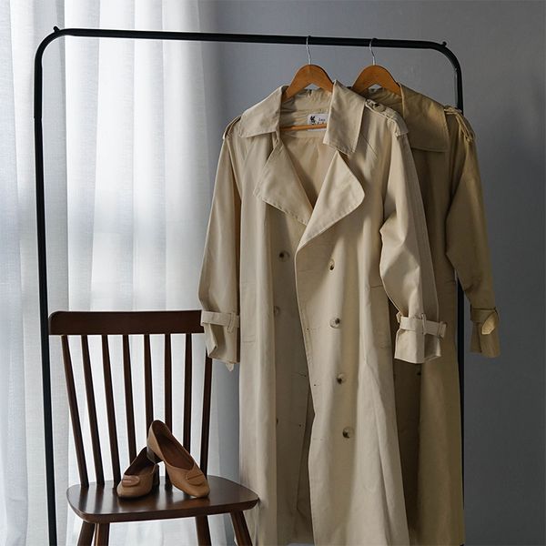 

ies spring trench coat for women doble breasted long coat korean style women windbreaker lapel coat 201103, Tan;black
