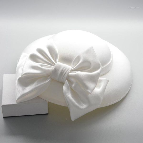 

stingy brim hats big fascinators for weddings large bowknot satin hat white women elegant feather fedoras black ladies vintage1, Blue;gray