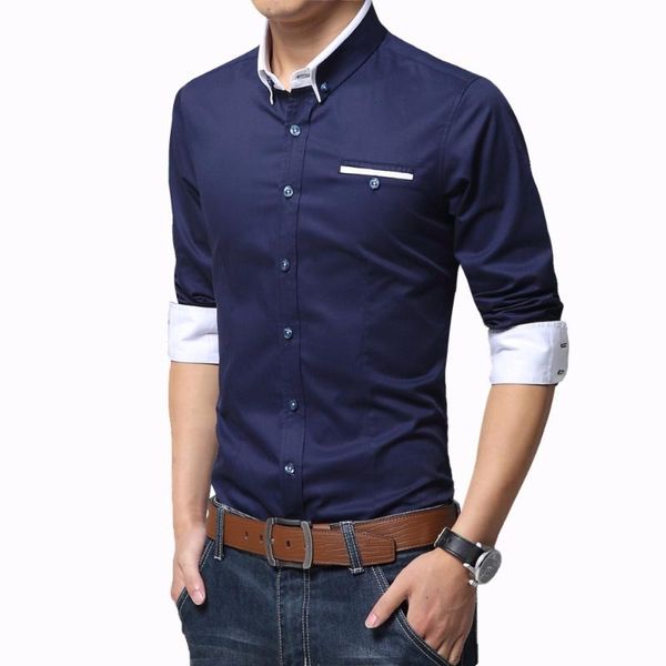 

men's casual shirts -5xl arrival men business shirt long sleeve solid color cotton mens turn down collar, White;black