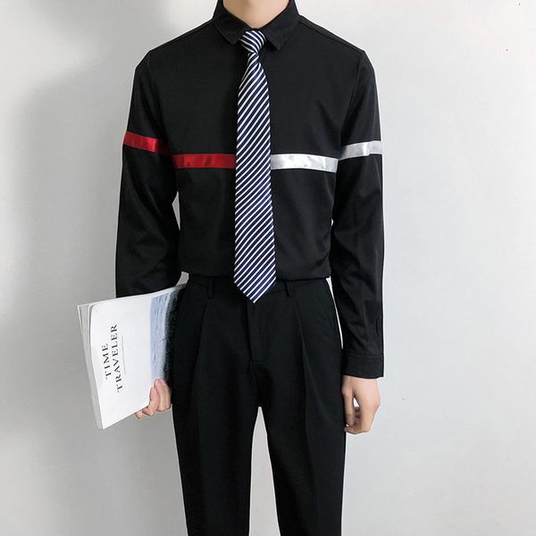 

2021 men's shirts spring and winter new self-cultivation college student art class shirt young clothes fs3c, White;black
