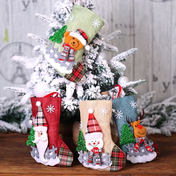 

santa sock christmas stockings christmas tree pendants gift bag children hanging decor new year party supply xmas stockings