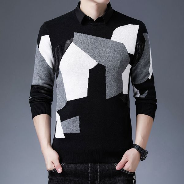 

new autumn 2021 two young pieces loose shirt turtleneck warm sweater black bottom clothes u640, White;black