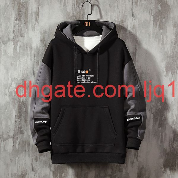 

men's hooded sweater spring and autumn plush trend, Black