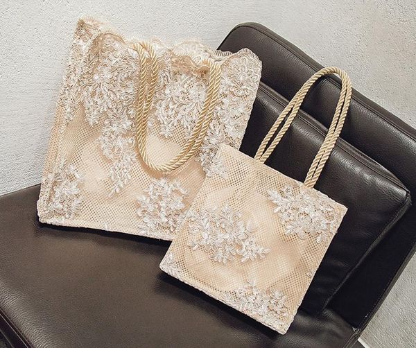 

lace jewelry bag female 2021 new fashion shopping bag embroidery wild is very good looking, Pink;blue